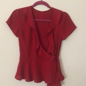 Red flouncy tie top